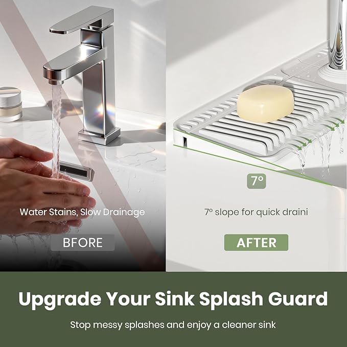 2PCS 24 Inch Faucet Mat for Kitchen Sink, Silicone Splash Guard for Kitchen - Image 3