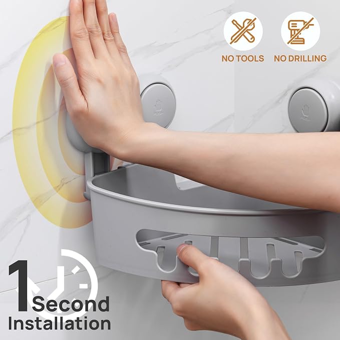 LEVERLOC Corner Shower Caddy Suction Cup, shower shelves suction cup - Image 2