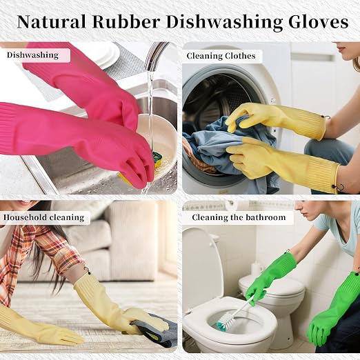 Rubber Gloves for Cleaning – 3 Pairs Reusable Gloves for Dishwashing, Kitchen - Image 6
