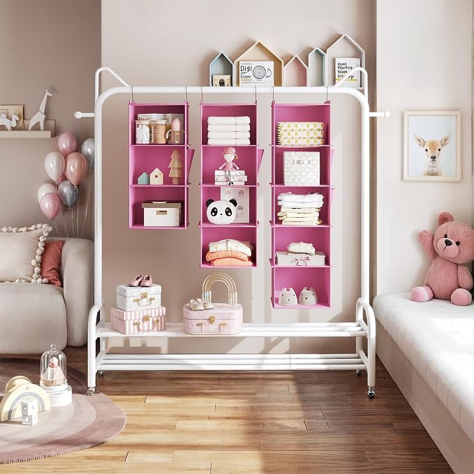 YOUDENOVA Hanging Closet Organizer and Storage, Light Pink | Locker/RV/Camper - Image 5