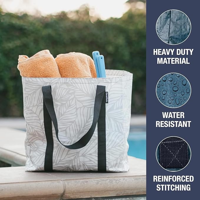 CleverMade Open-Top Storage Tote, 42L Grocery Tote, 2 Pack, Ocean | Load - Image 4
