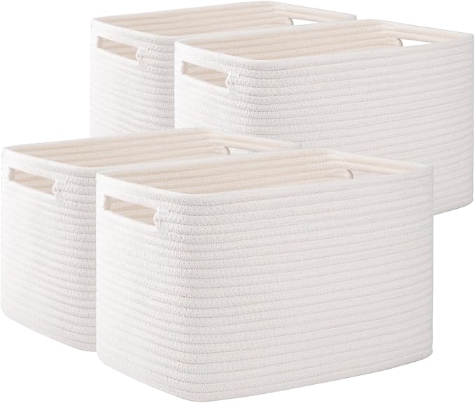 OIAHOMY 4 Pack Storage Baskets for Organizing 15L Cube Storage Bins White by MasterofSpaceOptimization