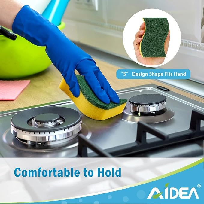 AIDEA Sponges Kitchen, 200-PK Heavy Duty Dish Sponge Kitchen, Scrub Sponges - Image 4