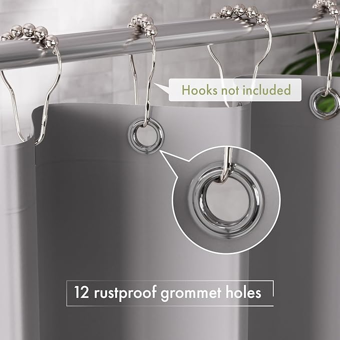 AmazerBath Shower Curtain Liner, 72x72 Grey Shower Liner, Cute Plastic Shower - Image 3