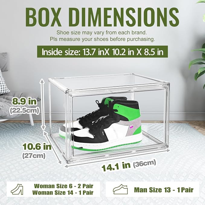 12 Pack Clear Acrylic Shoe Box, Stackable Organizer - Image 3