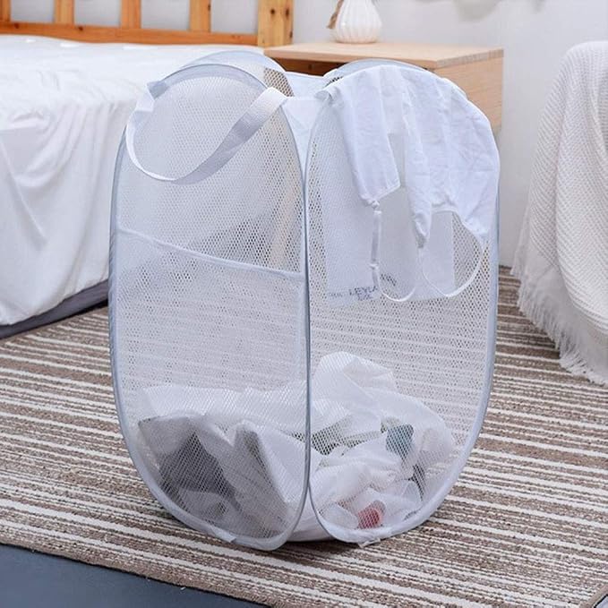 Pop up Laundry Hamper, Portable Foldable Mesh Clothes Hamper - Image 3