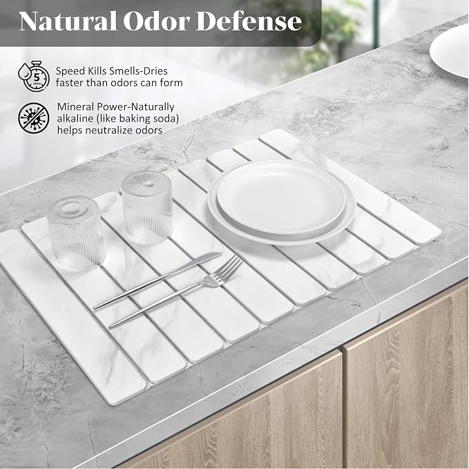 Large Stone Dish Drying Mat for Kitchen Counter, Non - Image 3