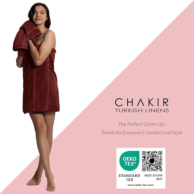 Chakir Turkish Linens 100% Cotton 4-Pack Washcloths 13x13, Cranberry | Premium - Image 5