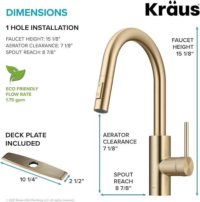 KRAUS Champagne Bronze Pull Down Kitchen Faucet KPF-2620SFACB | QuickDock top - Image 4