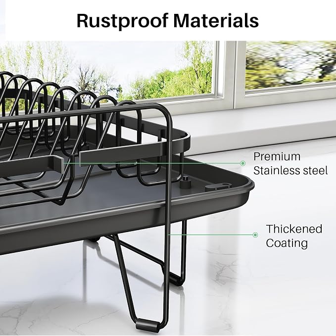 SNTD Large Dish Drying Rack for Kitchen Counter, Expandable, Adjustable Length - Image 8
