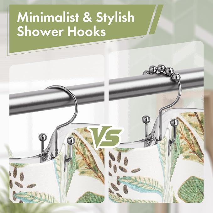 Amazer Shower Curtain Rings, Rust-Resistant Metal Double Shower Hooks - Image 6