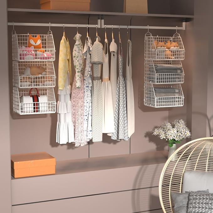 PUPPYCUTE Hanging Closet Organizer and Storage, Clothes Hanging Shelves Wire - Image 4