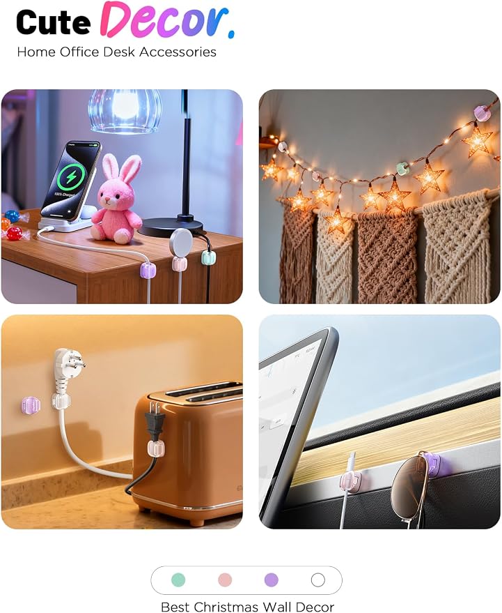 8 Pack Cable Clips, Cord Organizer, Cute Spring Cord Holder | 1s Lock, Phone - Image 7