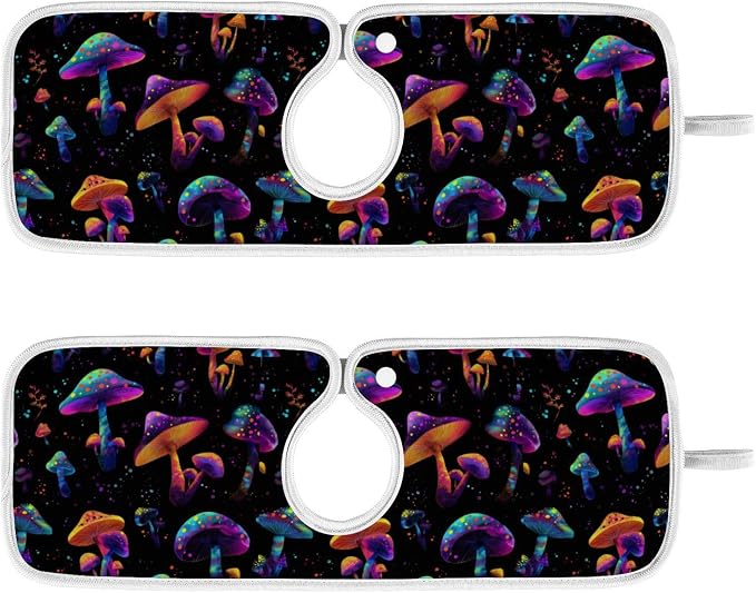 Neon-color Mushrooms Sink Mat for Faucet Sink Splash Guard Faucet Handle Drip by Tatenale