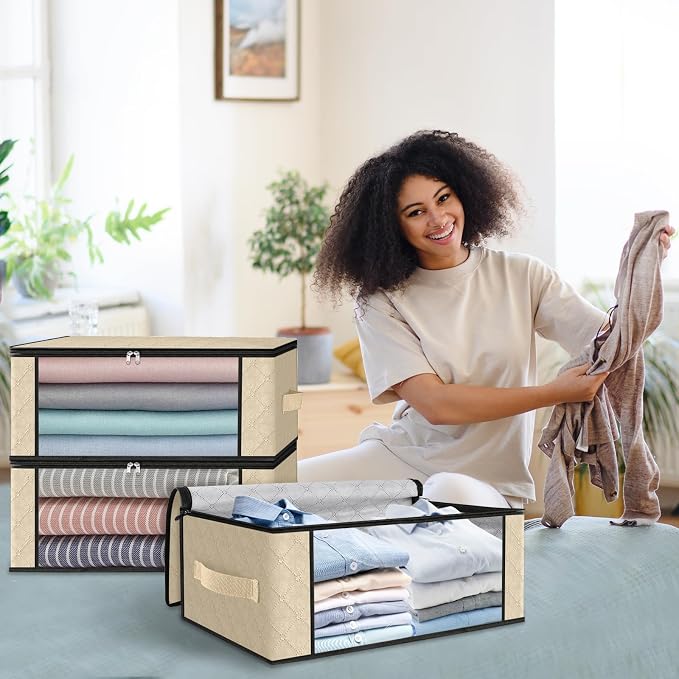 HomeHacks 8-Pack Clothes Organizer Storage Bags, 35L Storage Bins, Reinforced - Image 7