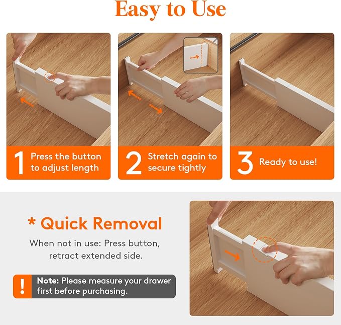 Lifewit 5" Tall Upgrade Drawer Dividers, Adjustable Deep Drawer Organizer | - Image 6