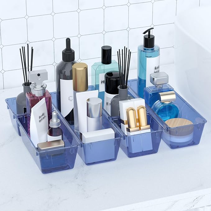 9 Pack Clear Drawer Organizer Set, Drawer Storage Trays, Storage Bins | Acrylic - Image 6