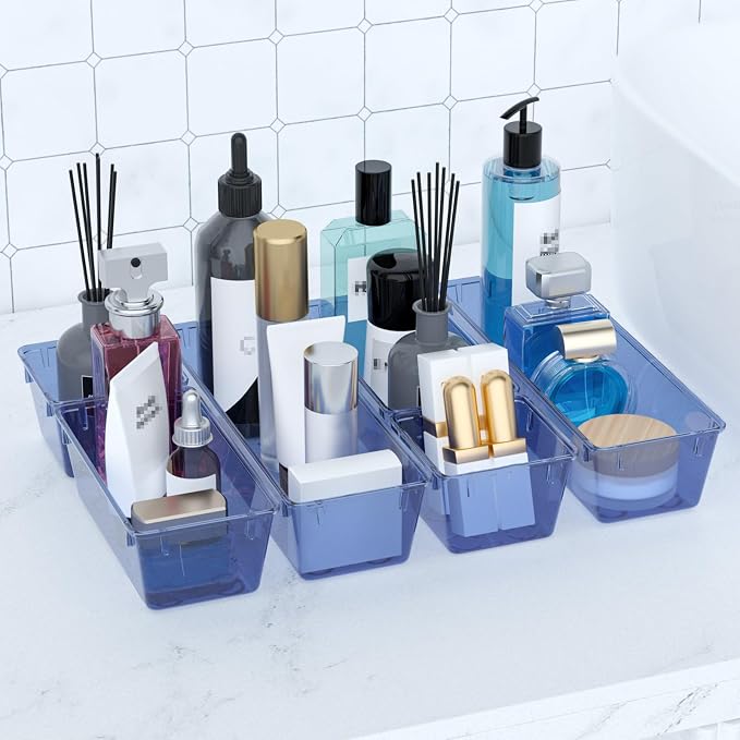 12 Pack Clear Drawer Organizer Set, Drawer Storage Trays, Storage Bins | - Image 6