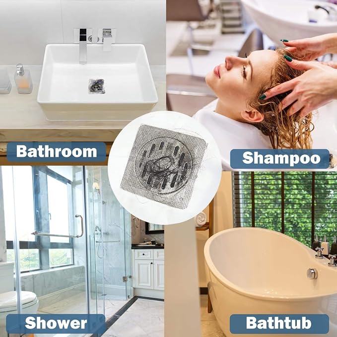 25 Pack Square Disposable Shower Drain Hair Catcher Stickers | Waterproof - Image 4