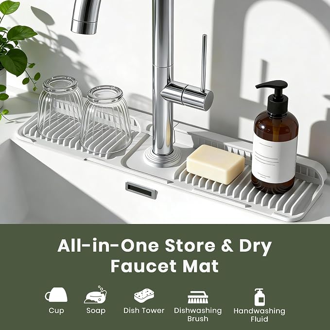 2PCS 24 Inch Faucet Mat for Kitchen Sink, Silicone Splash Guard for Kitchen - Image 4