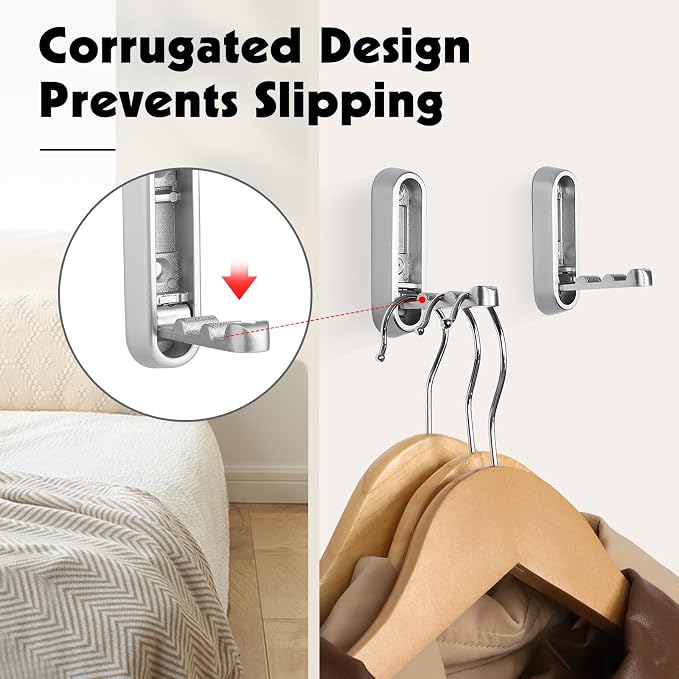 Folding Wall Hooks, 2 Pack, Zinc Alloy, Heavy Duty Coat Hooks | 90° Foldable - Image 6