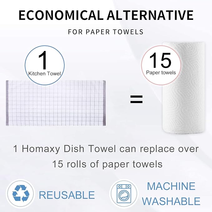 Homaxy 100% Cotton Terry Kitchen Towels, 8 Pack - Image 7