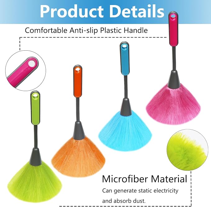 4 Pack 10" Small Microfiber Duster, Delicate Fluffy Microfiber Feather Duster - Image 4