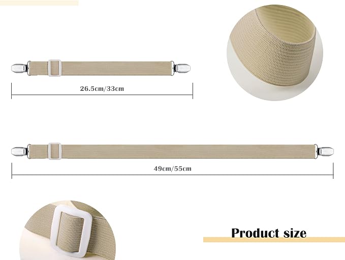 Boao 12 Pcs Bedsheet Strap Elastic Clip, 8-12 Inch Length | Sturdy Metal Clips - Image 2