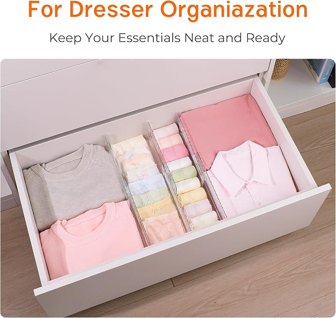 4 Pack 4" High Drawer Dividers for Clothes, 10.2"-16.5" Expandable | Dresser - Image 4