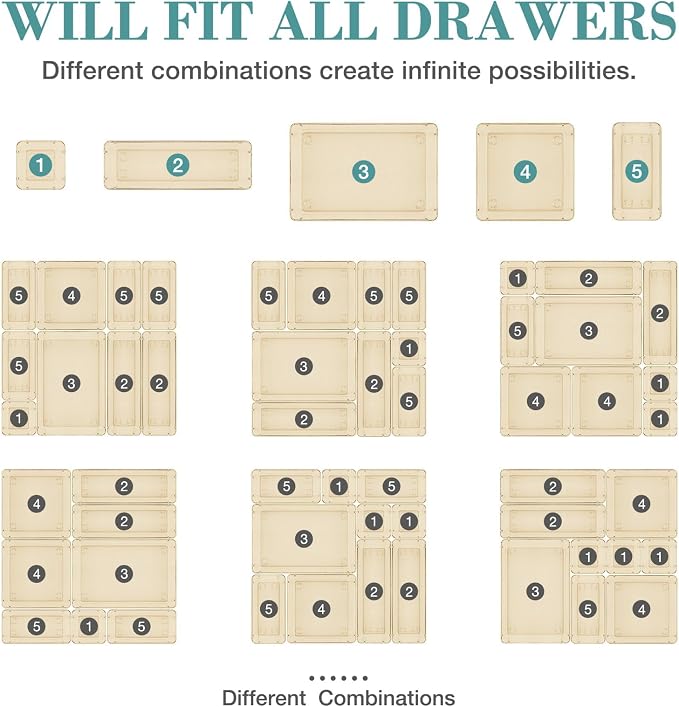 13 PCS Drawer Organizer Set, 5 Size Bathroom and kitchen organizer Trays | - Image 4