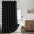 MIULEE 72"x90" Extra Long Scalloped Linen Shower Curtain Black by MIULEE