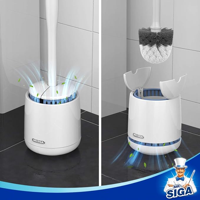 MR.SIGA Toilet Bowl Brush and Holder, Sturdy Long Handle, 1 Pack | Automatic - Image 4