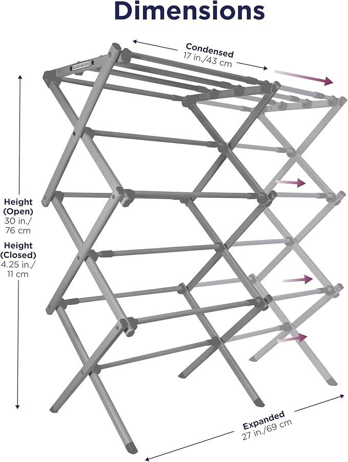 BLACK+DECKER Space Saving 3-Tier Expandable Clothes Drying Rack, Foldable - Image 3