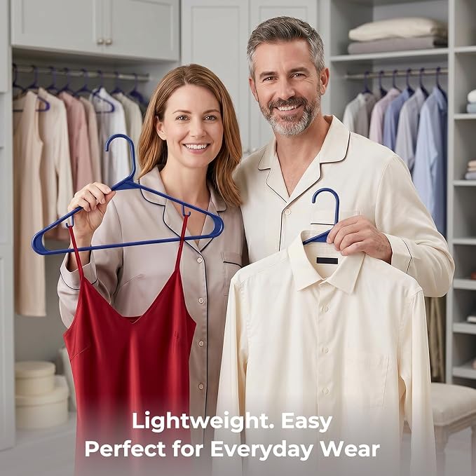HOUSE DAY Blue Plastic Hangers 120 Pack, Slim Space-Saving Clothes Hangers | - Image 3