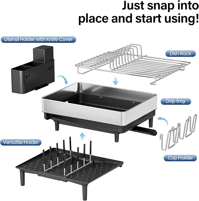 Urackify Expandable Dish Drying Rack, Stainless Steel, Large Capacity | - Image 6