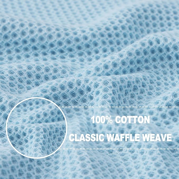 Homaxy 100% Cotton Waffle Weave Kitchen Dish Cloths 6-Pack, Sky Blue | 12 x 12 - Image 2