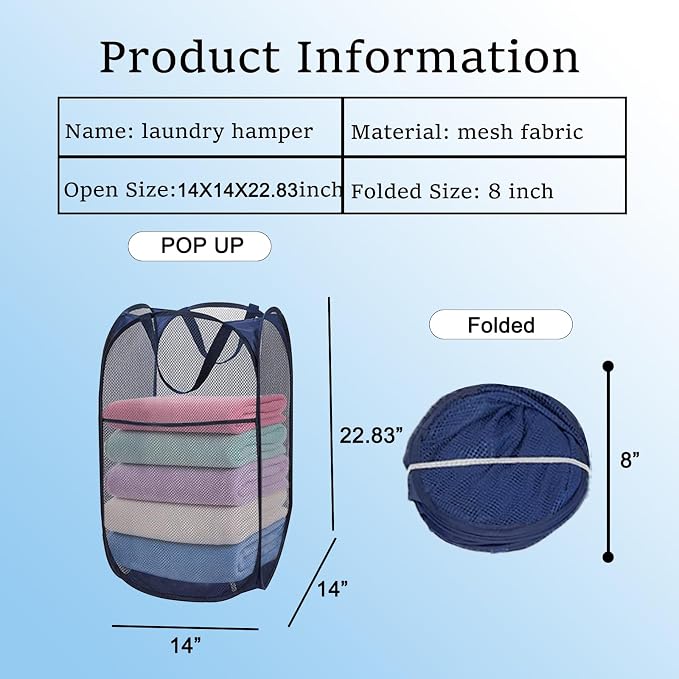Foldable Clothes Basket Mesh Pop Up Laundry Hamper - Image 5