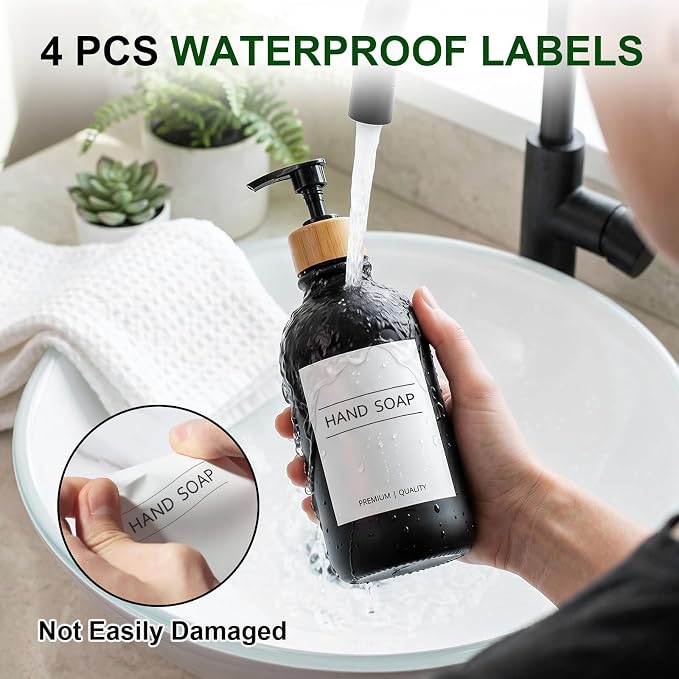 KASUNTING Black Soap Dispenser, 4 Pack Hand Soap Dispenser Bathroom - Image 5
