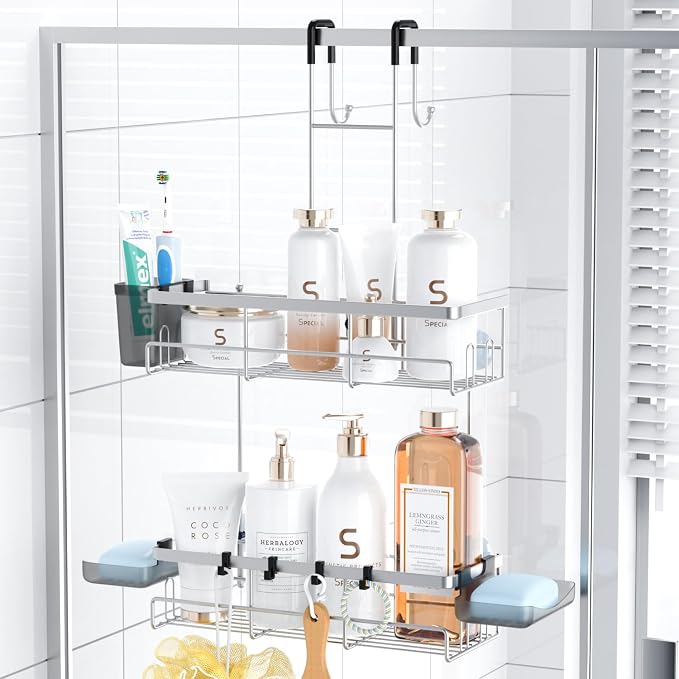 Aitatty Over the Door Hanging Shower Caddy: No Drill Rustproof Shower Rack by Aitatty