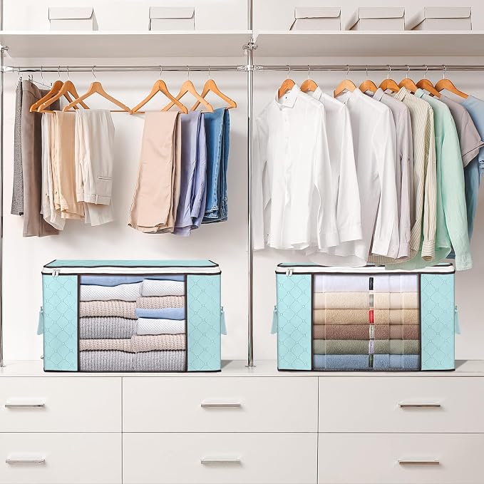 90L Large Storage Bags, 6 Pack Clothes Storage Bins Closet Organizers | - Image 7