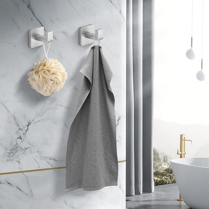 Towel Hooks for Bathrooms, Heavy Duty Stainless Steel Bathroom Hooks | Square - Image 4