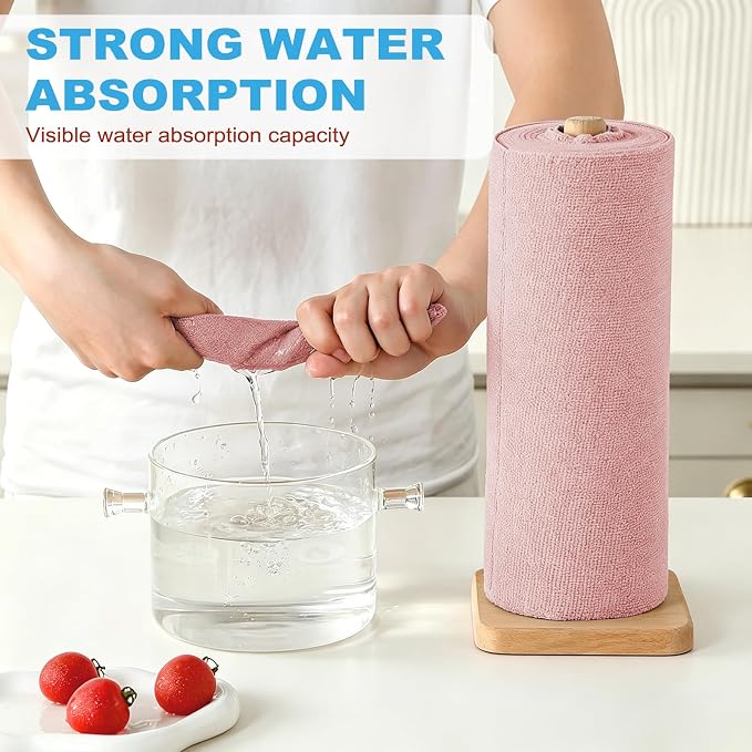 Puomue 55 Pack Microfiber Cleaning Cloth Roll, Tear Away Reusable Paper Towels - Image 3
