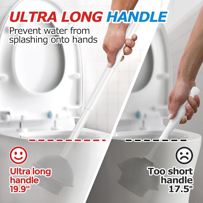 FORASTO 2Pack 2 in 1 Toilet Brush and Plunger Set, Extended Handle Plunger - Image 2