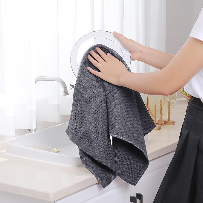 Homaxy 100% Cotton Waffle Weave Kitchen Dish Towels 24-Pack, Dark Grey | 13 x - Image 4