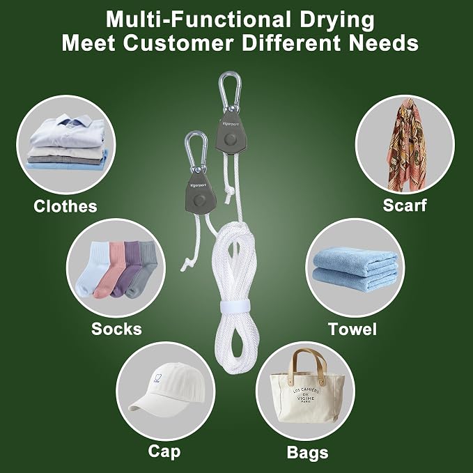 Vigorport Retractable Travel Clothesline, Portable Clothes Laundry Line - Image 8
