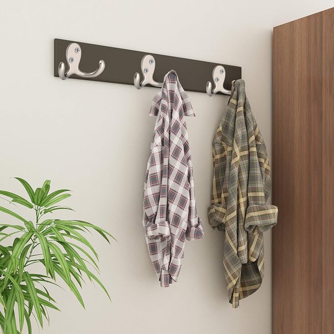 IBosins 16 Pack Silvery Double Prong Coat Hooks Wall Mounted - Image 4