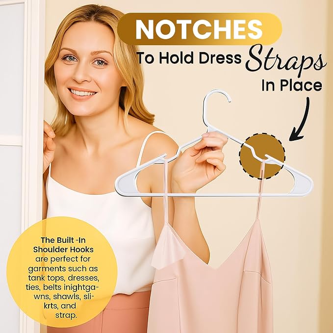 50 Pack Adult Plastic Hanger for Shirt Pants Coats Dresses Skirts Suits Jackets - Image 6