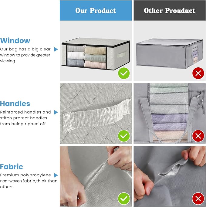 HomeHacks 8-Pack Clothes Organizer Storage Bags, 35L Storage Bins, Reinforced - Image 5