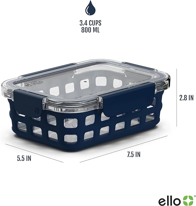 Ello Duraglass 3.4 Cup Glass Meal Prep Containers, 3 Pack, Mixed Berry | Glass - Image 3