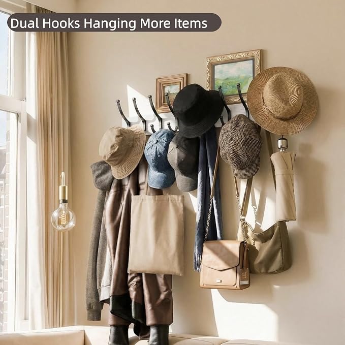 Optish 1 Pack Wooden Coat Rack Wall Mount, 16.1" Rustic Coat Hanger Hooks - Image 6